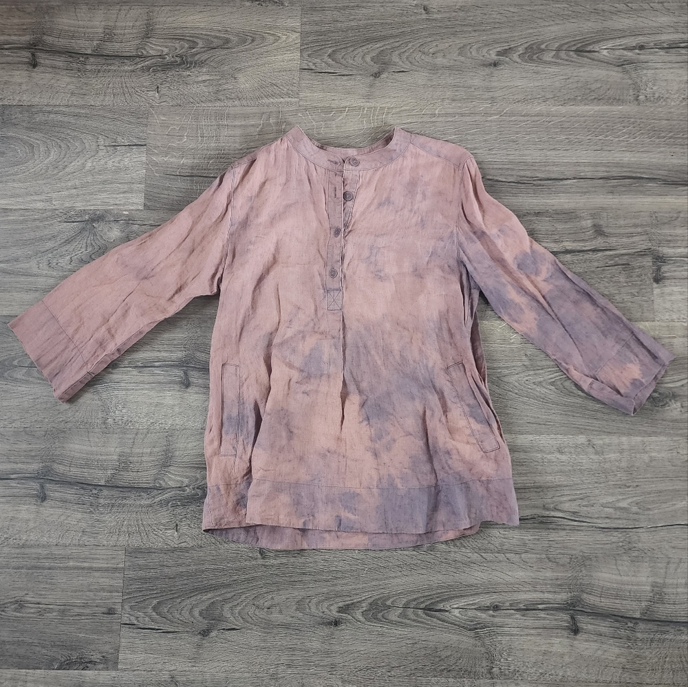 Kew Linen Tie-Dye Tunic Top Size 12